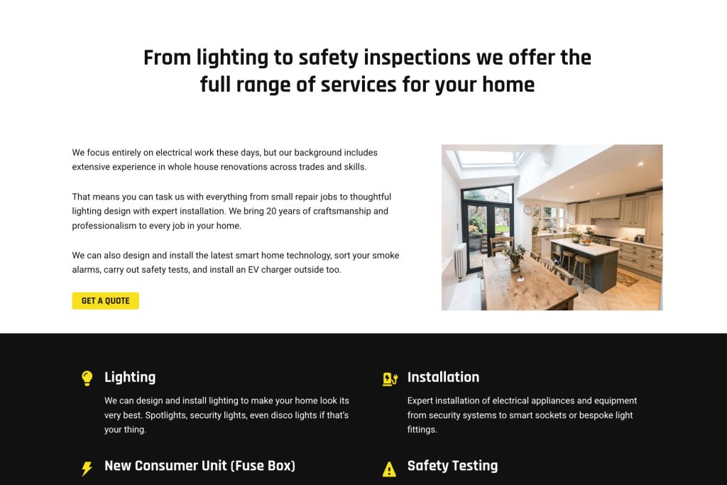 Screenshot of Peregrine Electrical website built by South Pier Web Design - peregrinservices.co.uk